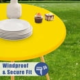 thumbnail image 3 of Round Spandex Tablecloth, Elastic Fitted Waterproof Tablecloths for 45"-52" Tables, Stretch Washable Picnic Table Cover for Camping, Dining, Indoor and Outdoor, Yellow, 3 of 6