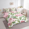 thumbnail image 2 of Erosebridal Chic Pink Flower Bedding Comforter Set for Girls, Green Leaves King Bedding Sets, Pink Reversible, 7 Pieces, 2 of 5