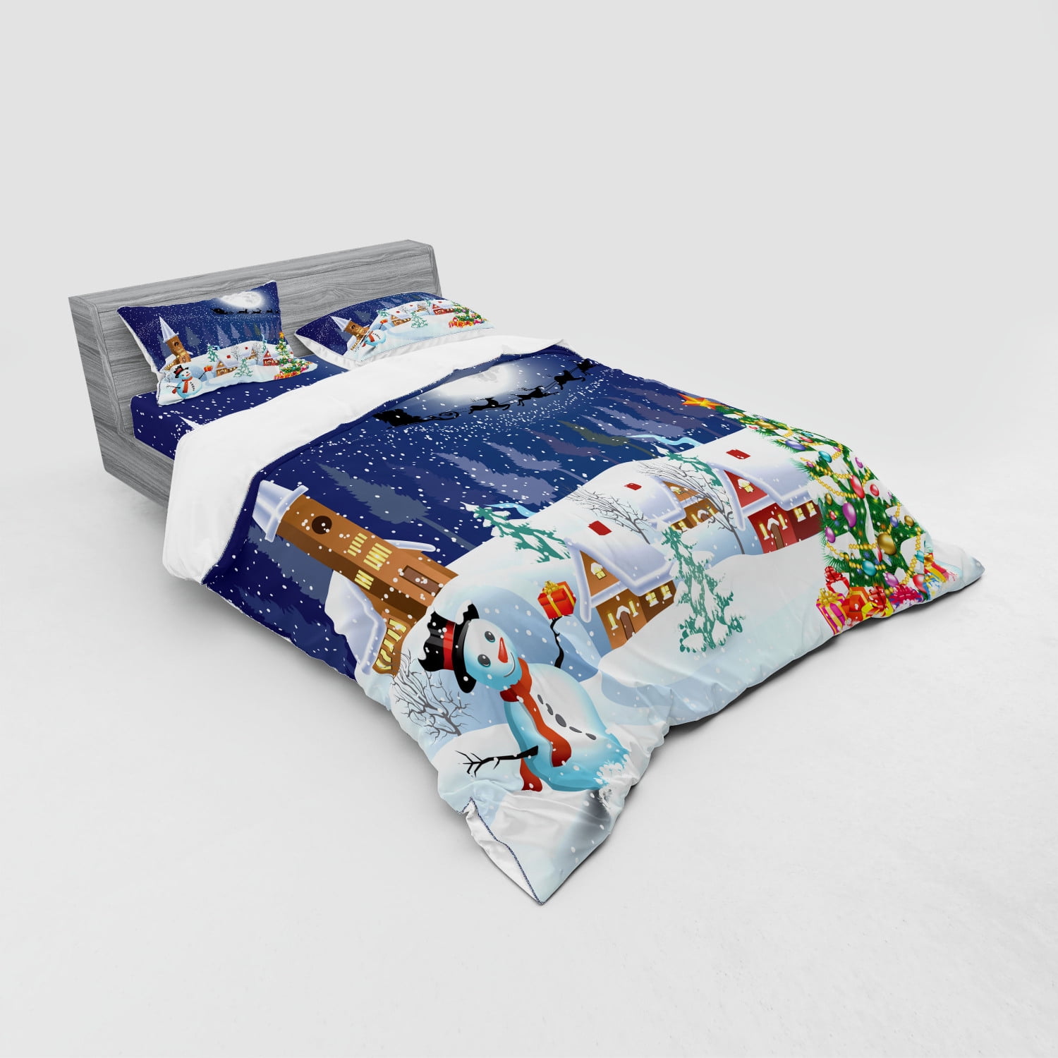 Ambesonne クリスマスマット 4枚セット 雪に覆われた森 ウソの群れ リス ウサギ 鹿 ノエルテーマ 洗濯可能なファブリッ 並行輸入品 Ambesonne クリスマスマット 4枚セット 雪に覆われた森 ウソの群れ