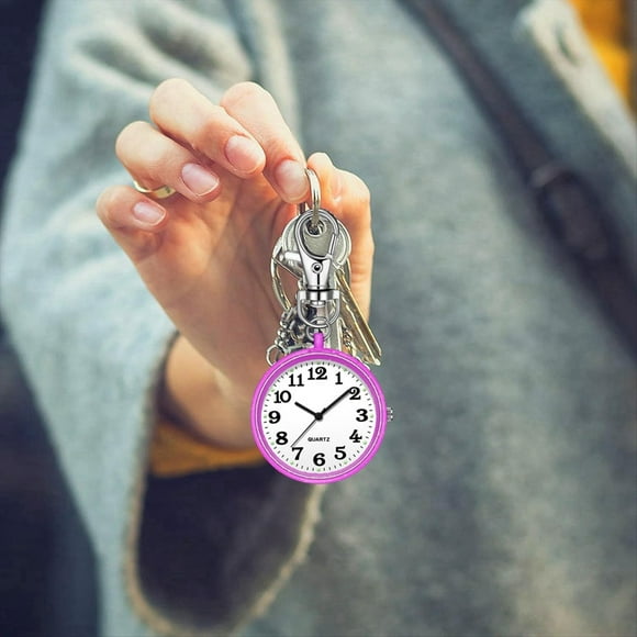 Reloj de Bolsillo con Clip, Reloj de Bolsillo de Cuarzo con Hebilla para Llave, Reloj Digital Colgante con Clip para Enfermeras, Médicos, y