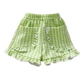 thumbnail image 5 of ITSAME Casual Shorts for Girls, with Pockets Elastic Waist Plaid Print Summer Fashion Ruffled Shorts Green 2-3T, 5 of 6