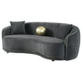 thumbnail image 4 of Brookside Velvet Upholstered Curved Sofa Dark Grey, 4 of 12