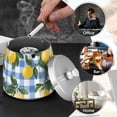 thumbnail image 4 of Yayeee Ashtray with Lid for Cigarette Smokeless Stainless Steel Home Ash Holder, Light Blue Plaid, 4 of 7