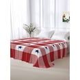 thumbnail image 5 of 4th of July King Size Flat Sheet, Wrinkleproof & Fadeproof Cooling Flat Bed Sheet Only, Independence Day Red White Plaid Blue Star Breathable Soft Bedding Top Sheets 105 x 98 Inches, 5 of 8