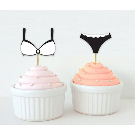 

Darling Souvenir Bachelorette Party Cupcake Toppers Glitter Bra Panty Cake Decoration Sports - Pack Of 20