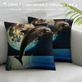 thumbnail image 3 of Shiartex Throw Pillow Cover Dolphin Jumping Full Moon Above Sea Glowing Clouds Home Decor Pillowcase Cushion Cover for Sofa Couch Bed and Car White, 3 of 5