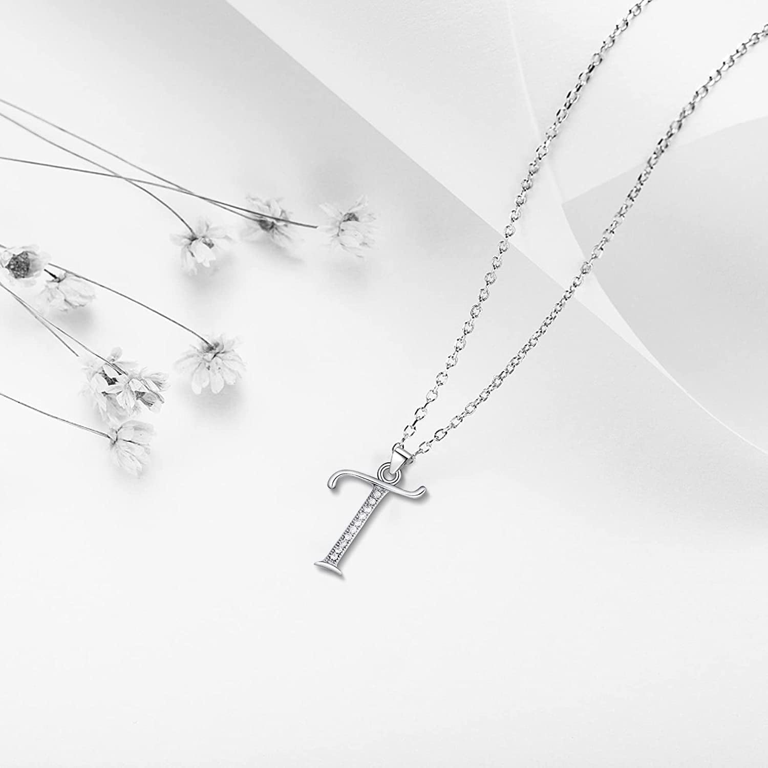 GDDX 26 Alphabet Letter Pendant Necklace 925 Sterling Silver Cubic