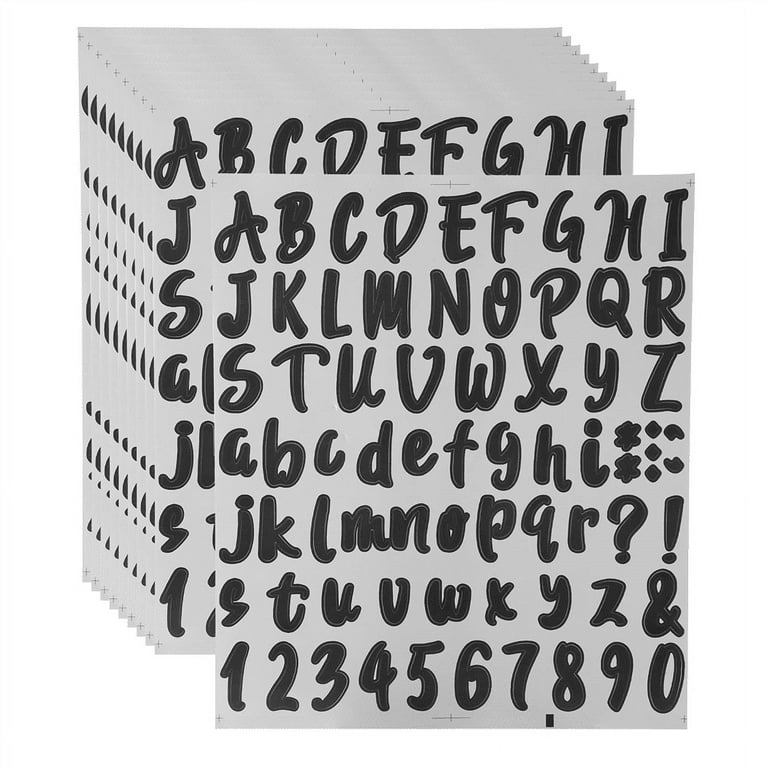 8 Sheets Letter Number Stickers, 1 & 2 Inch Vinyl Alphabet Stickers,  Self-Adhesive Punctuation Letter Number Stickers for Mailbox, Scrapbooking
