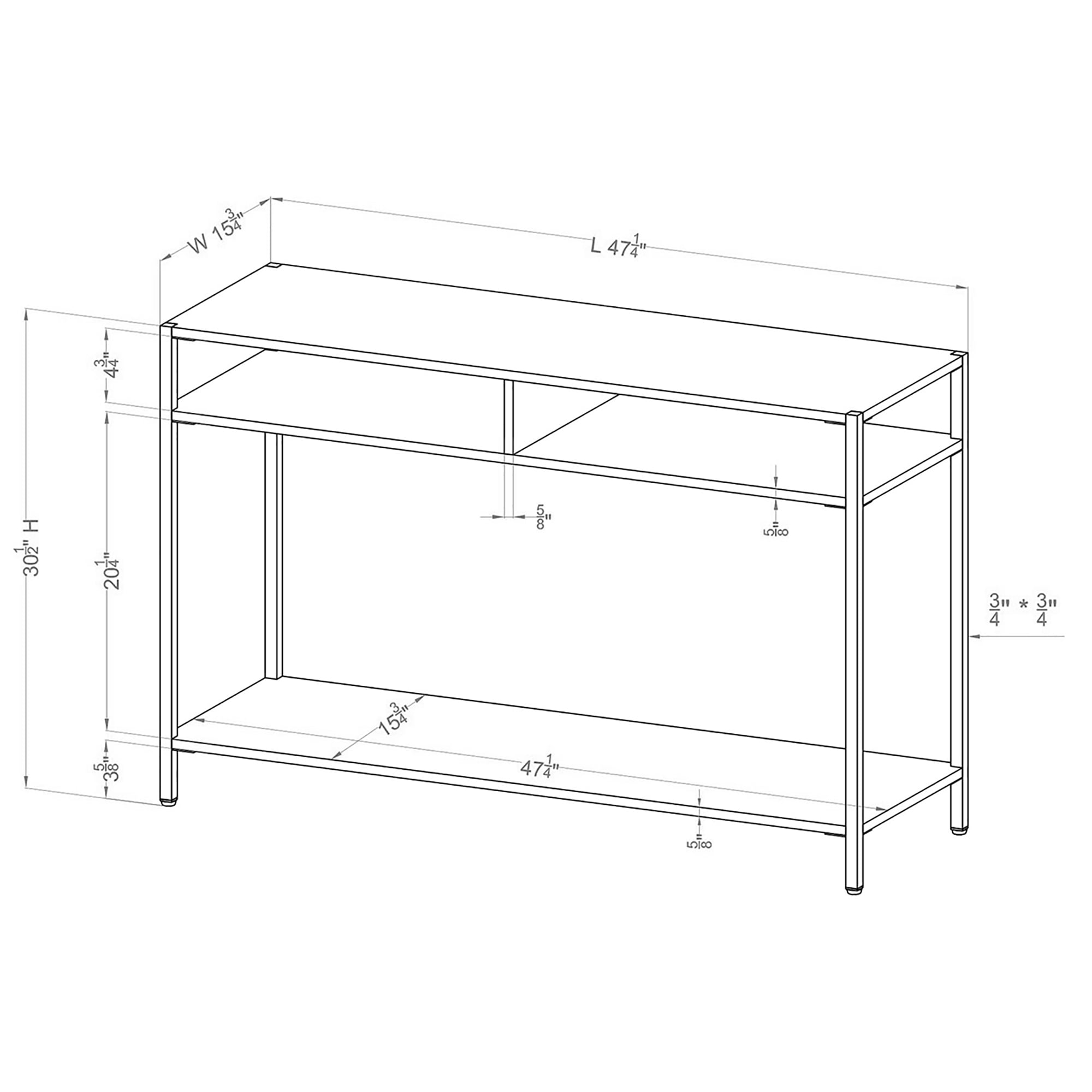 Furniture of America Harper 3-Shelf Console Table, White