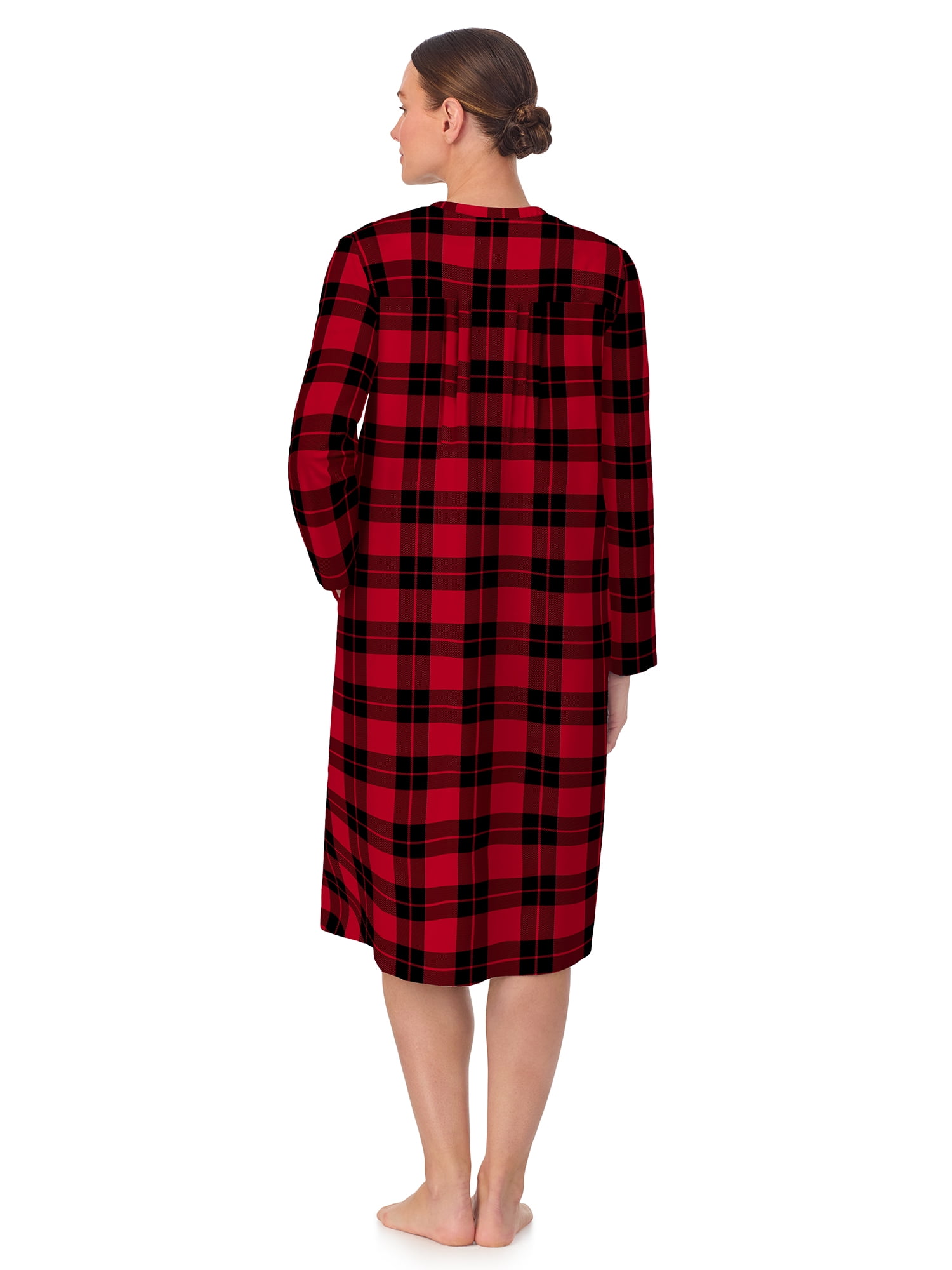 Aria Women’s 100% Cotton Woven Flannel Long Sleeve 44" Nightgown, Sizes XS-3X