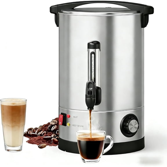 Garvee 18L Double Wall Stainless Steel Coffee Urn for Buffet Catering, Large Capacity Hot Coffee Dispenser 120 Cups, Commercial Hot Water Urn for Wedding Party Gathering, Silver