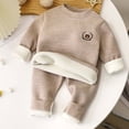 thumbnail image 2 of Posijego Toddler Boys Girls Winter Thermal Outfits Fleece Lined Long Sleeve Sweatshirts and Joggers 2 Piece Sets, 2 of 6