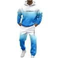 thumbnail image 5 of Sweatsuits for Men Set 2 Piece Letter Graphic Hoodie Sweatshirt and Joggers Sweatpants Sets Casual Fall Winter Long Sleeve Sport Suit with Pocket Light Blue XL, 5 of 5