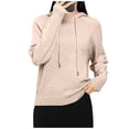 thumbnail image 3 of UTSJKR Women's Knitted Hoodies Casual Long Sleeve Drawstring Knit Textured Sweaters 2026 Fashion Solid Color Dressy Pullovers Beige L, 3 of 6