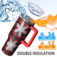 thumbnail image 5 of Red Christmas Snowflake and Plaid Pattern Tumbler with Handle and Lid,40oz Double Wall Vacuum Insulated Tumbler,Cups Gift for Women and Men, 5 of 7