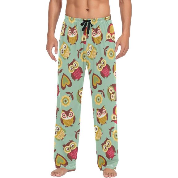 GZHJMY Owl Pajama Pants for Men, Lounge Pants Lightweight Men Pajama Bottoms with Drawstring Pockets, Christmas New Year Birthday Gifts, Large