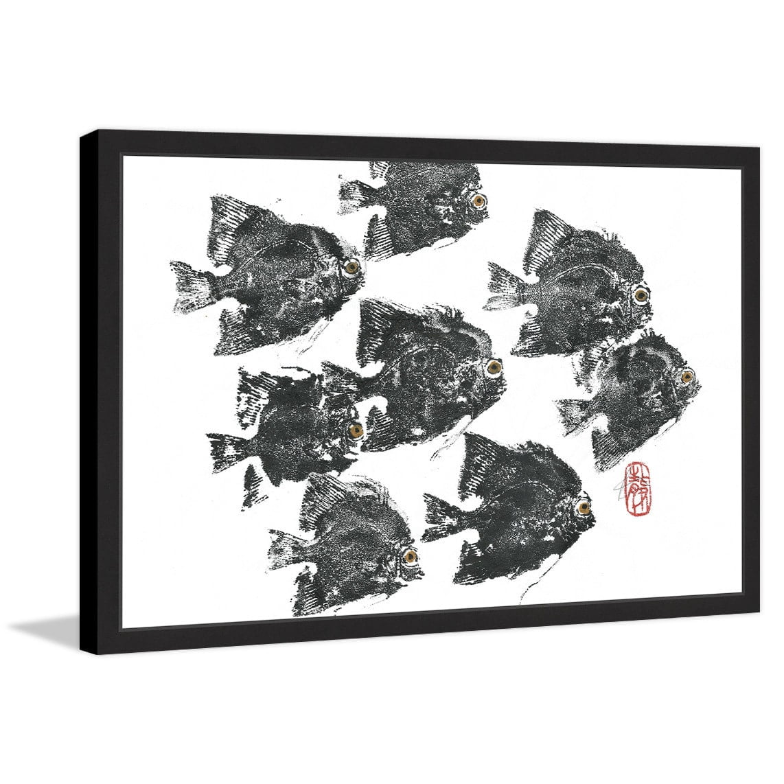"Racing Fish" Framed Painting Print