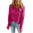 thumbnail image 3 of VBTAPA Womens Waffle Knit Shirts Raglan Long Sleeve Crewneck T-shirt Loose Casual Tee Tops 2026 Fall Winter Fashion Clothes Pink S, 3 of 7