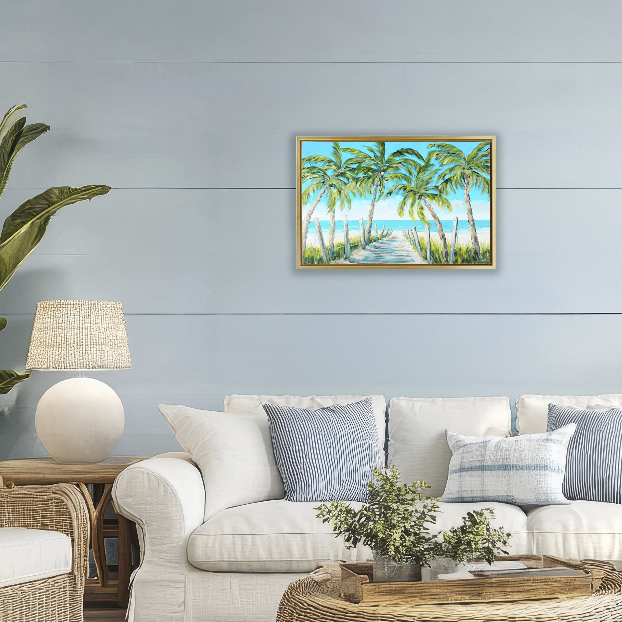 Stupell Industries The Path To Paradise Gold Framed Floater Canvas Wall Art, design by Julie DeRice