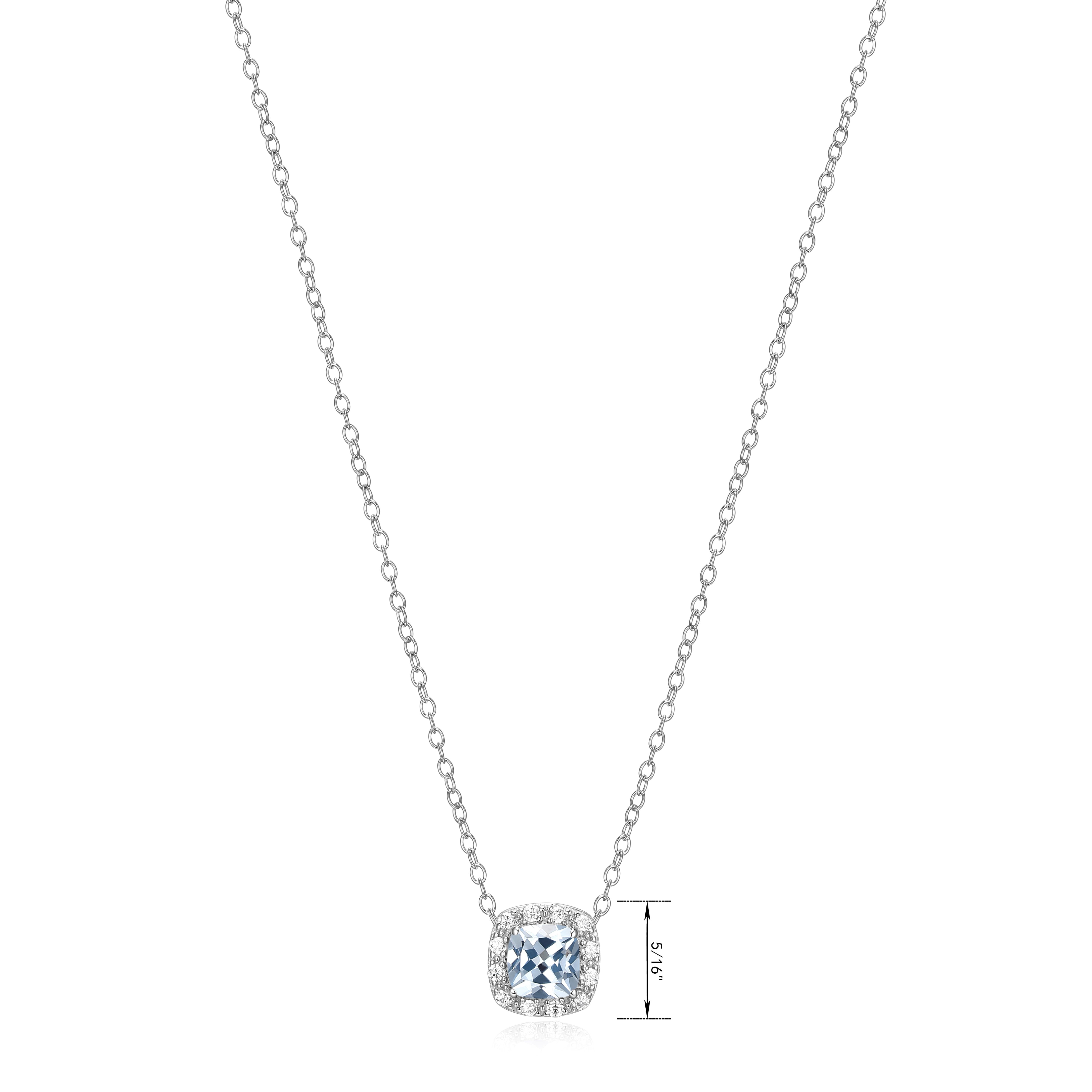 Forever Facets Synthetic Spinel and CZ Round Necklace in Sterling Silver, Adult Female