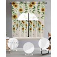 thumbnail image 2 of Sunflowers Butterfly Swag Kitchen Curtains Sets for Windows 24 Inch Length, Spring Floral Pastoral Rustic Short Window Curtain Panels Swags Valances and Tiers 3 Piece Set for Cafe/Dining Room, 2 of 5