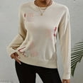 thumbnail image 4 of Aueoeo Sweaters For Women - Fall Winter Casual Crewneck Cable Knit Tops Floral Print Cute Loose Warm Pullover Beige S, 4 of 7