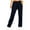 Navy, variant on Women's High Waisted Dress Pants Stretch Wide Leg Sweatpants for Casual, Work, Streetwear Elastic Waist Straight Trousers with Pockets Green S