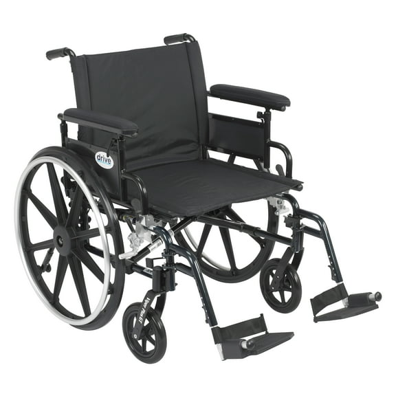 Drive Medical Viper Plus GT Wheelchair with Flip Back Removable Adjustable Full Arms, Swing away Footrests, 22" Seat