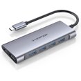 thumbnail image 1 of LENTION Hub USB C con HDMI 4K, 4 USB 3.0, Carga Tipo C Coatible con 2016-2023 MacBook Pro, Nuevo Mac Air y Surface, Chromebook, más, Adaptador de Controlador table (CB-C35, Gris pacial), 1 of 5