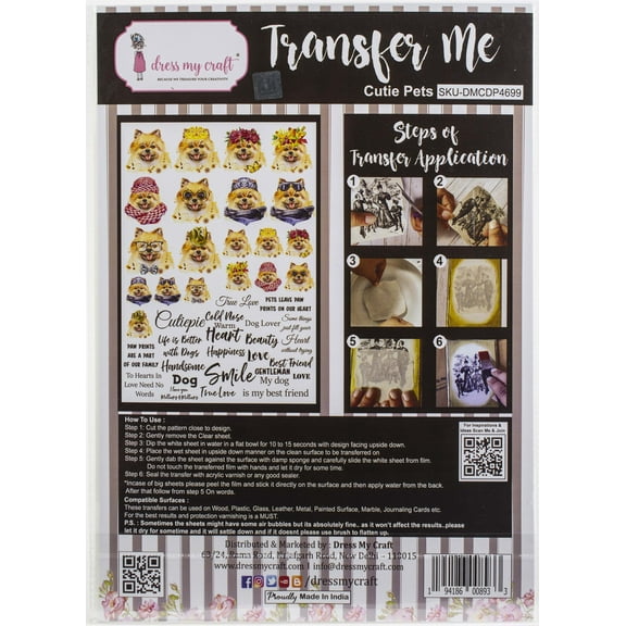 Dress My Craft Transfer Me Sheet A4-Cutie Pets