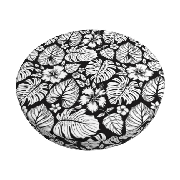Disketp Tropical Leaves Funda Redonda para Taburete, Funda de Cojín para Silla de Bar Suave y Elástica-13 inch
