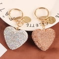 thumbnail image 2 of Llaveros de corazón de diamantes de imitación para mujer, llavero colgante de bolso, llavero de cristal de Color sólido, llavero de corazón de melocotón para pareja, 2 of 4