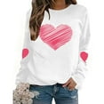 thumbnail image 6 of Hearts Printed Tops for Women Cute Valentines Day Holiday Outfits Long Sleeve Crewneck Sweatshirt Lover Gifts (XS, White #E), 6 of 7