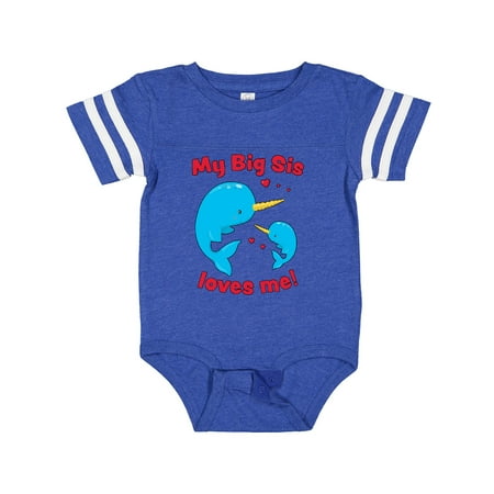 

Inktastic My Big Sis Loves Me Narwhal Family Gift Baby Boy or Baby Girl Bodysuit
