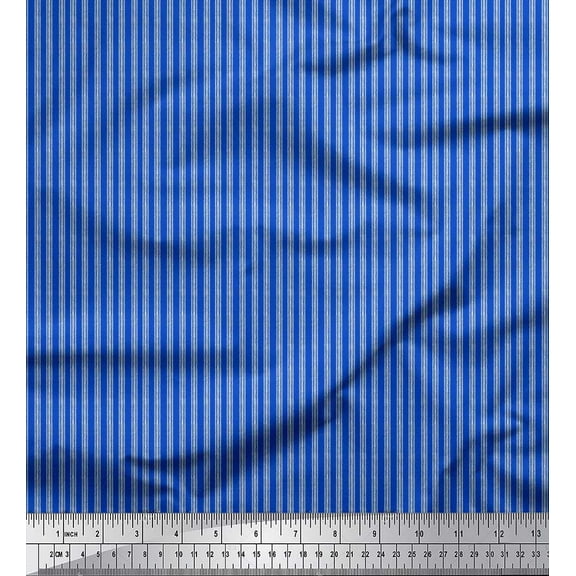 Soimoi Silk Fabric Stripe Small Decor Fabric Printed Yard 42 Inch Wide