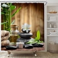 thumbnail image 4 of Spa Shower Curtain Green Bamboo Black Zen Stone White Flower Meditation Calm Japanese Asian Fabric Bathroom Decor Set Include Hooks,(36" Wx72 H), 4 of 4