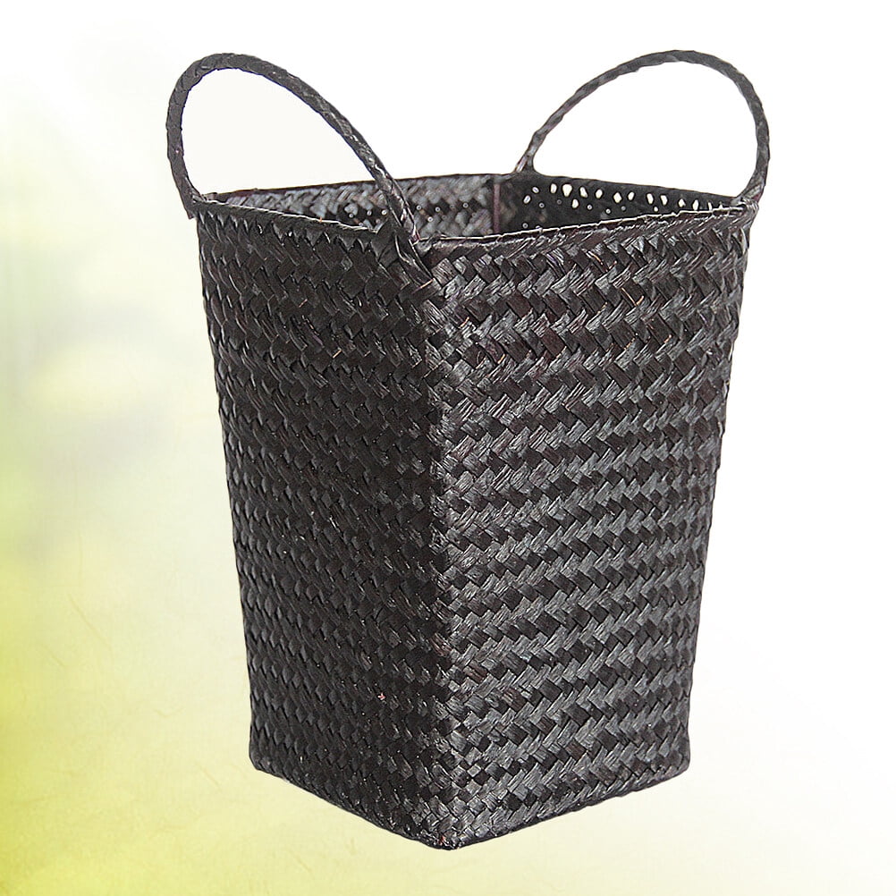 3 Pack Black Wicker Storage Baskets Portable Woman