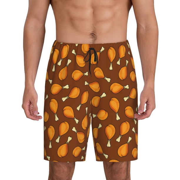 Balery Chicken Legs 1 Pantalones cortos de pijama de punto de algodón para hombre con cinturilla y bolsillos-Medium