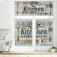 thumbnail image 3 of Farmhouse Valance Kitchen Curtains Rustic Teal Wooden Board Country Fork and Spoon Retro Vintage Wood Rod Pocket Funny Quotes Bedroom Living Room Treatment Fabric 1 Panel 52Wx18H Inch, 3 of 5