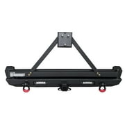 Vijay Rear Bumper for 1984-2001 Jeep Cherokee XJ with Spare Tire Rack and LED Lights and D-Rings