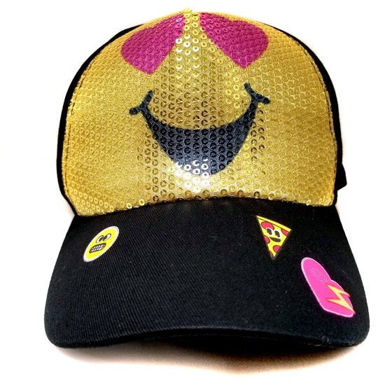 Emoji Baseball Cap Emoji Gold Sequin Love Face Youth/Kids Size