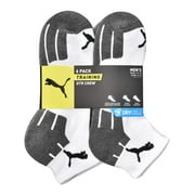 Puma Mens 6 pack Training Quarter Crew DryCell Sport Cushion Socks size 10-13 White Grey Black