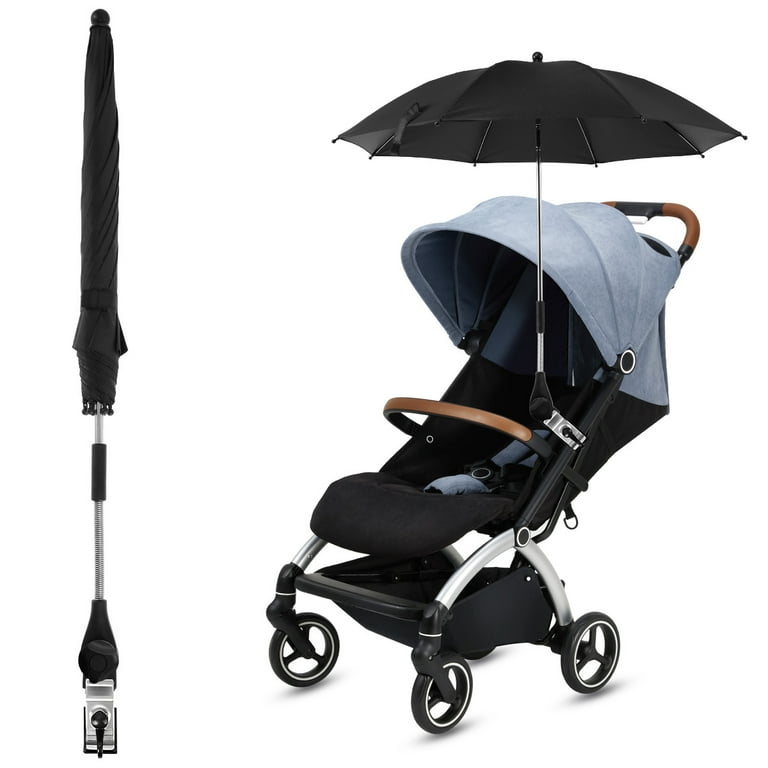 Baby Stroller Umbrella Extra Oversize Large Golf Umbrella Adjustable Stroller Parasol UPF 50 Sun Protection Stroller Parasol Detachable Pushchair Umbrella with Clamp Beach Chair Umbrella for Outdoor W...