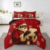 Manfei Santa Claus 2pcs Bedding Comforter Set,Merry Christmas Twin Comforter Sets,Festival Theme Breathable Bedding Set,Breathable Xmas Home Decor,Reversible