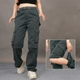 thumbnail image 6 of JJHGVB Cargo Pants Women High Waisted Pants Women's Outdoor Quick Drying With Multiple Pockets And Detachable Style Elastic Windbreaker Pants Wide Leg Pants Woman Baggy Pants Dark Gray M, 6 of 9
