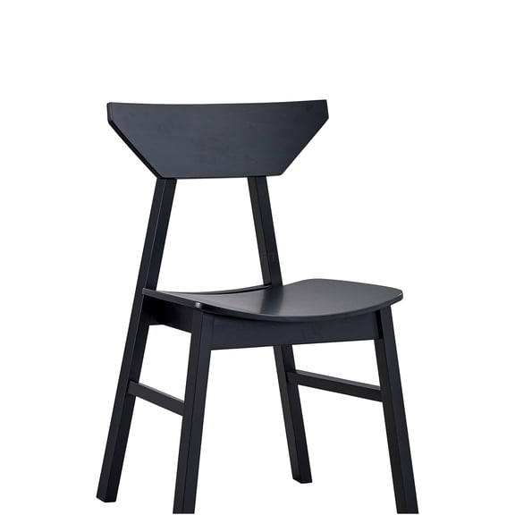 JERFIT Modern Side Chairs Set of 4, Black Faux Wood Dining Chairs with Curved Back and Cushioned Seat for Kitchen, Dining Room