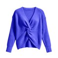 thumbnail image 4 of Lumtrix Sweaters For Women Casual V Neck Criss Cross Backless Long Batwing Sleeve Loose Knitted Sweater Pullovers Sky Blue L, 4 of 5