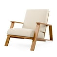thumbnail image 4 of Lisonu Outdoor Patio Lounge Chair, Modern Adirondack Club Chair with Deep Seating, Teak Acacia Wood Frame & Weather-Resistant Beige Cushion, 4 of 21
