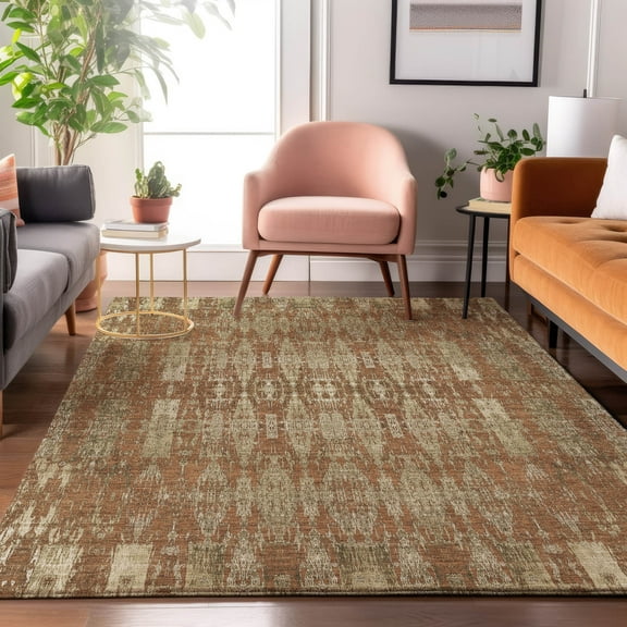 Addison Rugs Mayfield Washable Transitional Moroccan Paprika Rectangle Rug, 8' x 10'