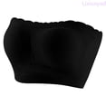 thumbnail image 2 of Lixiuxyad Womens Strapless Bras Strappy Bandeau Bikini Top For Summer Wireless Seamless Shaped Tubetop With Slip Inner And Light Support,Black S, 2 of 5